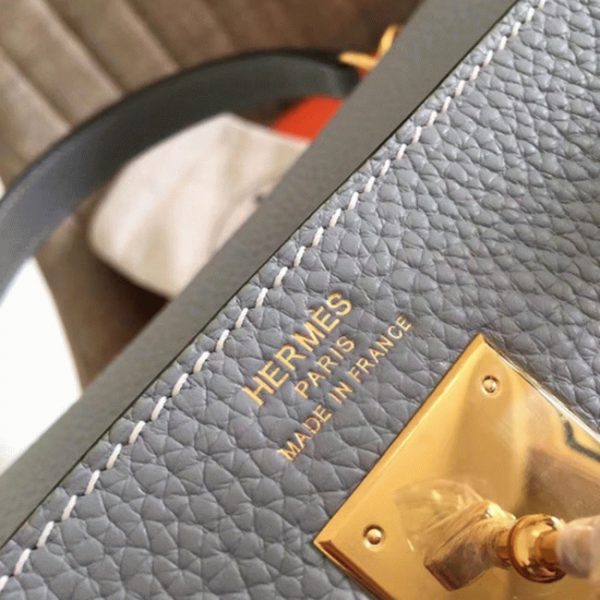 Fausse Sac à main Hermès Kelly Retourne 32cm Bleu Lin Clémence – Image 3