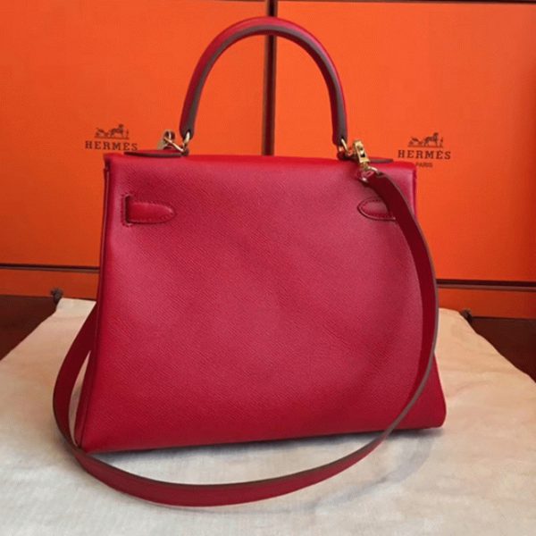 Réplique Sac à main Hermès Kelly Sellier 32cm Rouge Epsom – Image 8