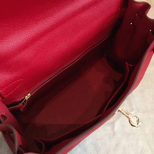 Réplique Sac à main Hermès Kelly Sellier 32cm Rouge Epsom – Image 7