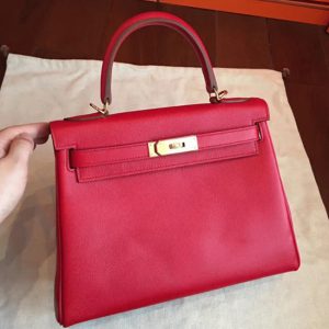 Réplique Sac à main Hermès Kelly Sellier 32cm Rouge Epsom