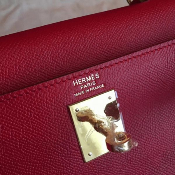 Réplique Sac à main Hermès Kelly Sellier 32cm Rouge Epsom – Image 2