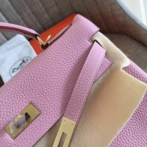 Réplique Sac à main Hermès Kelly Retourne 32cm Rose Clémence – Image 8