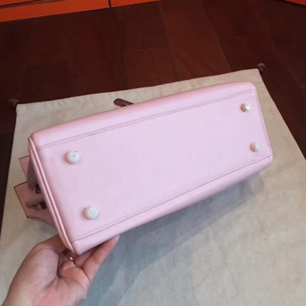 Contrefa?on Sac à main Hermès Kelly Retourne 32cm Rose Dragée Swift – Image 7