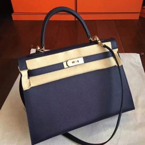 Fausse AAA Sac à main Hermès Kelly Sellier 32cm Saphir Epsom