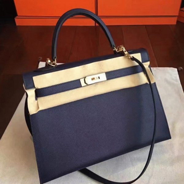 Fausse AAA Sac à main Hermès Kelly Sellier 32cm Saphir Epsom