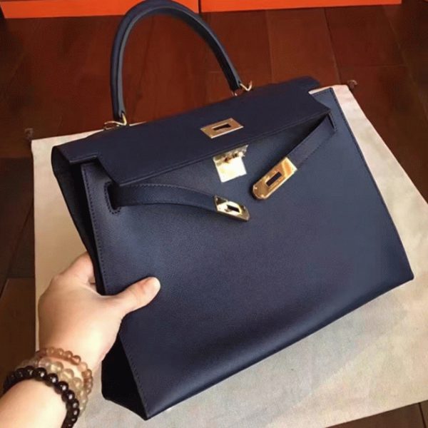 Fausse AAA Sac à main Hermès Kelly Sellier 32cm Saphir Epsom – Image 7