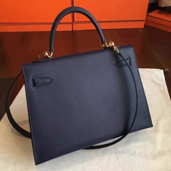 Fausse AAA Sac à main Hermès Kelly Sellier 32cm Saphir Epsom – Image 2