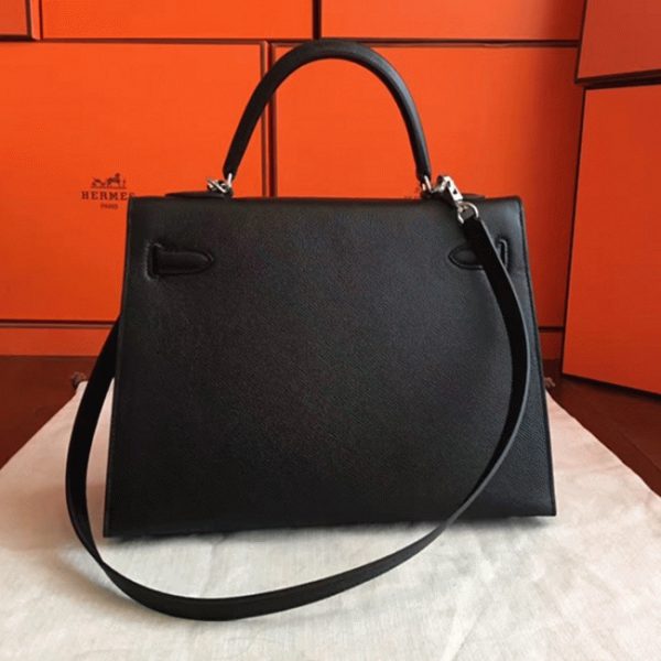 Réplique Sac à main Hermès Kelly Sellier 32cm Noir Epsom – Image 7