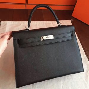 Réplique Sac à main Hermès Kelly Sellier 32cm Noir Epsom