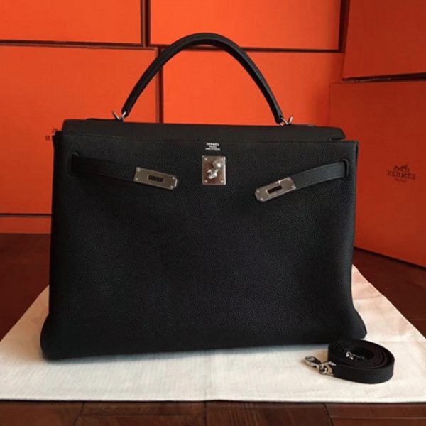 Réplique Sac à main Hermès Kelly Retourne 40cm Noir Clémence – Image 5