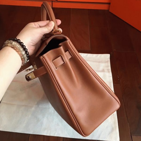 Fausse Sac à main Hermès Kelly Retourne 32cm Marron Swift – Image 8