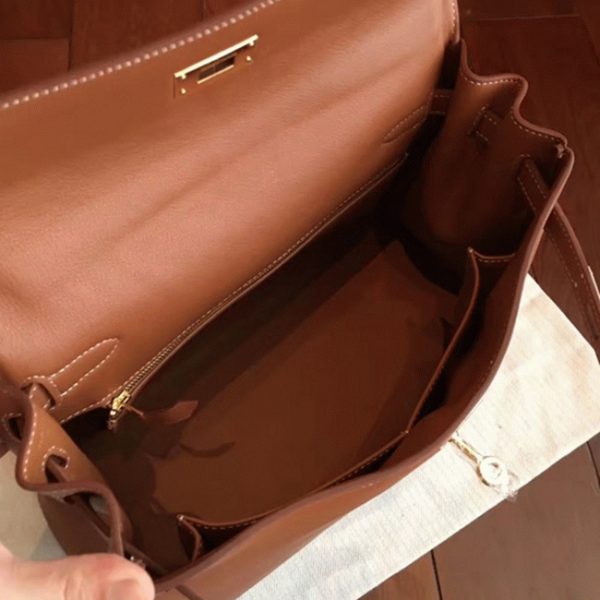 Fausse Sac à main Hermès Kelly Retourne 32cm Marron Swift – Image 2