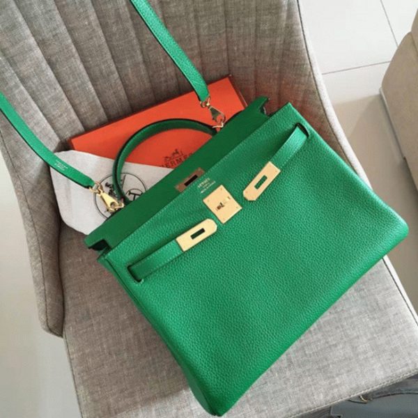 Contrefaçon Sac à main Hermès Kelly Retourne 32cm Bambou Clémence – Image 6