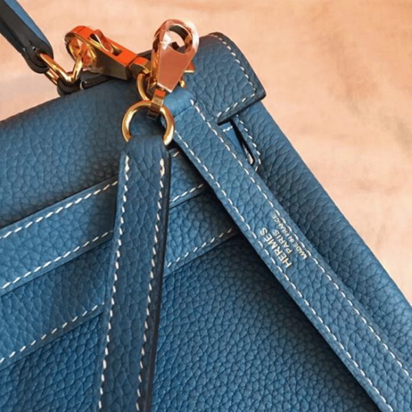 Réplique Sac à main Hermès Kelly Retourne 32cm Bleu Jean Clémence – Image 7