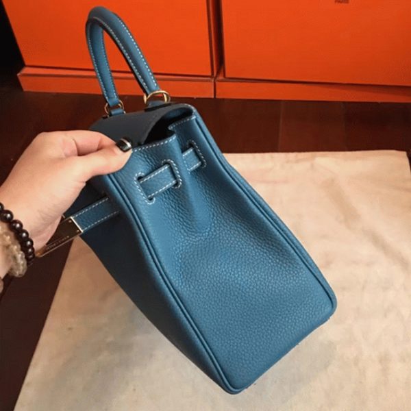 Réplique Sac à main Hermès Kelly Retourne 32cm Bleu Jean Clémence – Image 6