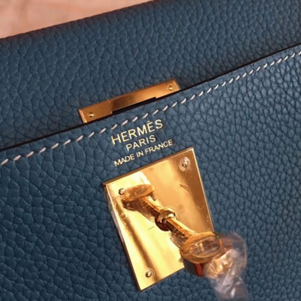 Réplique Sac à main Hermès Kelly Retourne 32cm Bleu Jean Clémence – Image 2