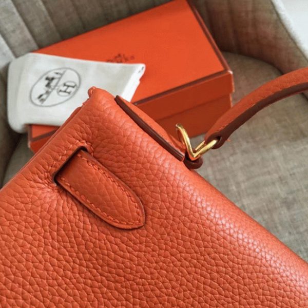 Contrefaçon Sac à main Hermès Kelly Retourne 32cm Orange Clémence – Image 3
