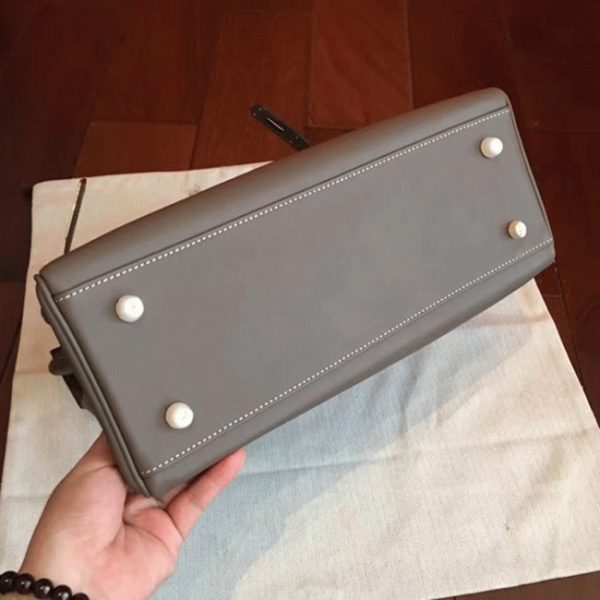Copie de luxe Sac à main Hermès Kelly Retourne 32cm étoupe Swift – Image 2