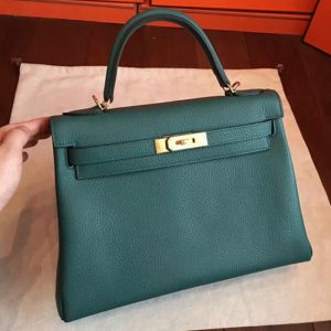 Contrefaçon Sac à main Hermès Kelly Retourne 32cm Malachite Clémence