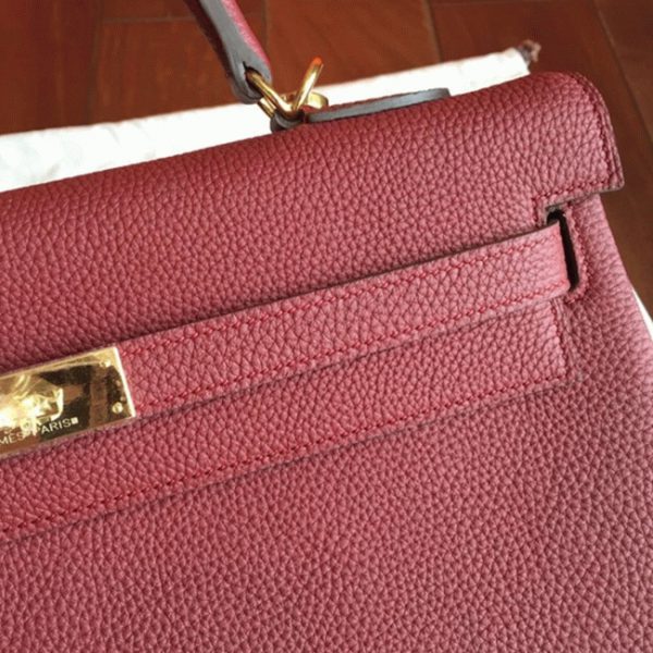 Réplique Sac à main Hermès Kelly 35cm Bordeaux Clémence – Image 4