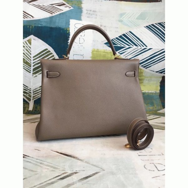 Contrefaçon Sac à main Hermès Kelly 35cm Taupe Clémence – Image 4
