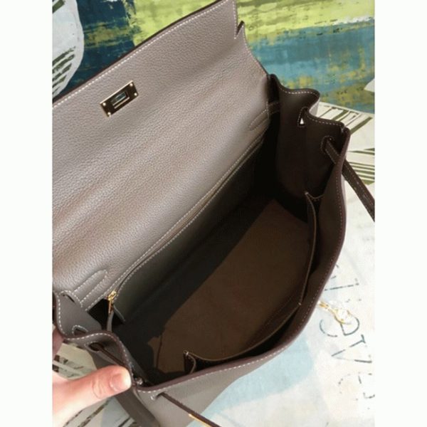 Contrefaçon Sac à main Hermès Kelly 35cm Taupe Clémence – Image 3