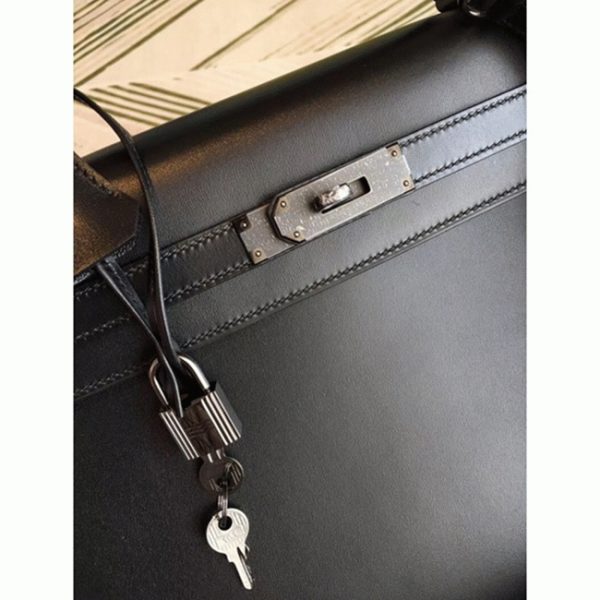 Contrefaçon Sac à main Hermès Kelly 35cm Noir Box – Image 8