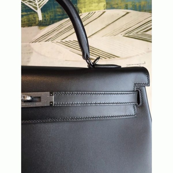 Contrefaçon Sac à main Hermès Kelly 35cm Noir Box – Image 7