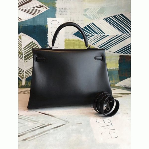Contrefaçon Sac à main Hermès Kelly 35cm Noir Box – Image 3