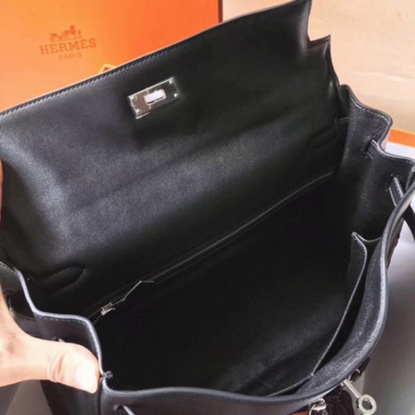 Fausse Sac à main Hermès Kelly Lakis 35cm Noir – Image 2