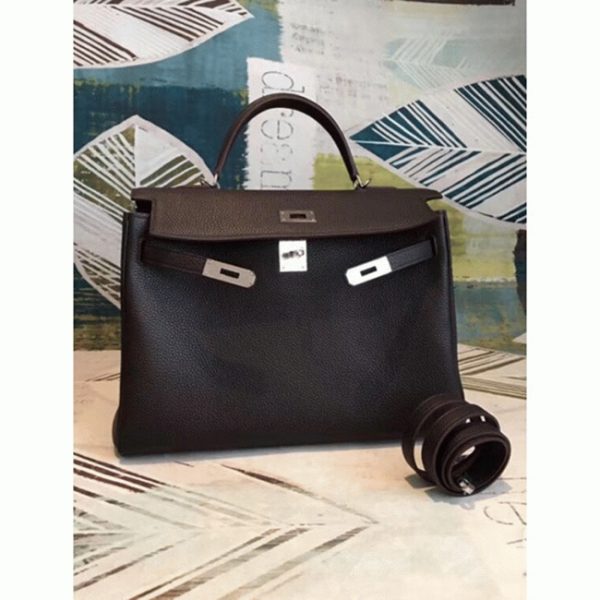 Réplique Sac à main Hermès Kelly 35cm Café Clémence – Image 8