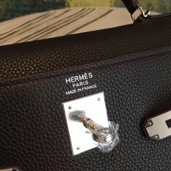 Réplique Sac à main Hermès Kelly 35cm Café Clémence – Image 7
