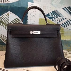 Réplique Sac à main Hermès Kelly 35cm Café Clémence