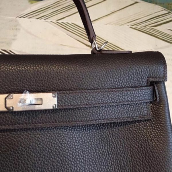 Réplique Sac à main Hermès Kelly 35cm Café Clémence – Image 5