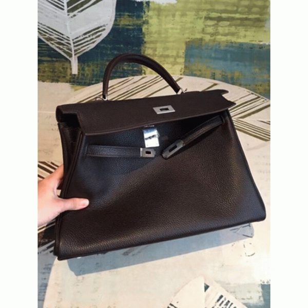 Réplique Sac à main Hermès Kelly 35cm Café Clémence – Image 2