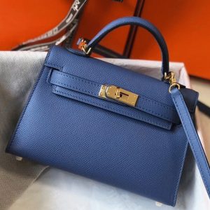 Faux Sac Kelly Mini II Hermès Agate Bleue