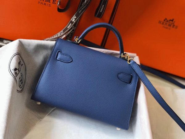 Faux Sac Kelly Mini II Hermès Agate Bleue – Image 2