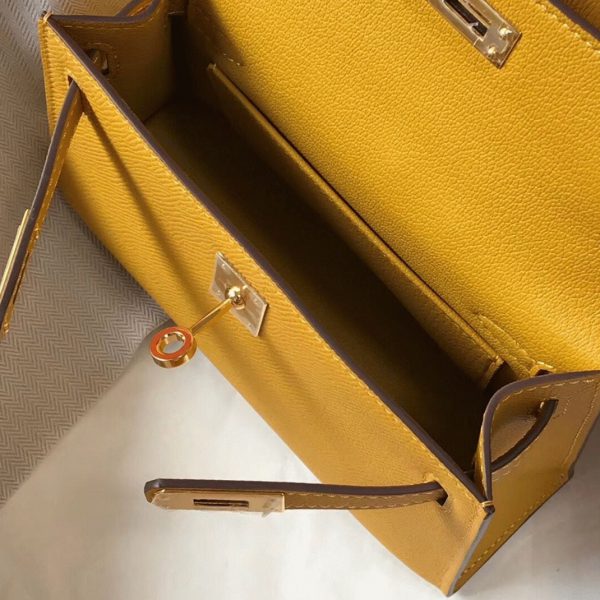 Réplique Hermes Kelly Mini II sac jaune – Image 8
