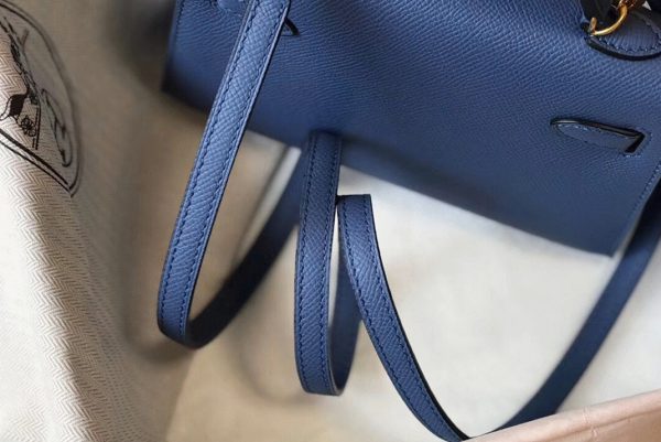 Faux Sac Kelly Mini II Hermès Agate Bleue – Image 3