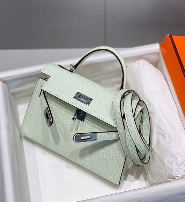 Réplique Sac Kelly Mini II Hermès Vert Fizz – Image 4