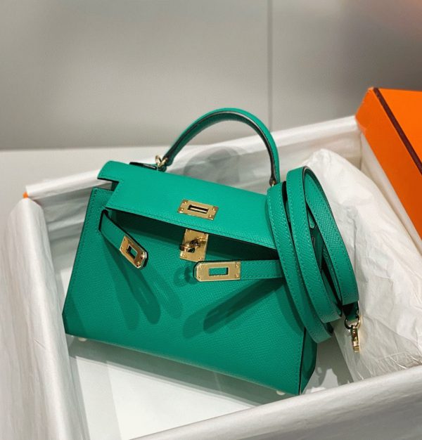 Faux Sac Kelly Mini II Hermès Vert Jade – Image 4