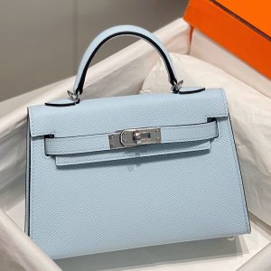Faux Sac Kelly Mini II Hermès Bleu Brume