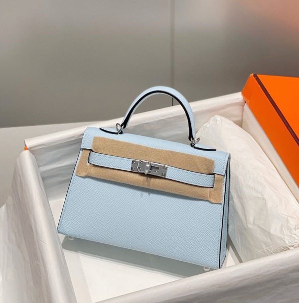 Faux Sac Kelly Mini II Hermès Bleu Brume – Image 2