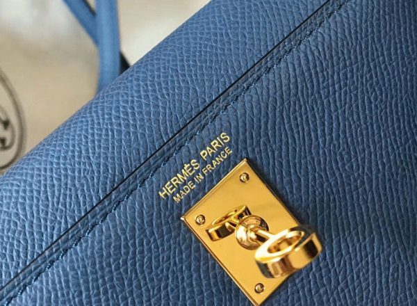Faux Sac Kelly Mini II Hermès Agate Bleue – Image 5