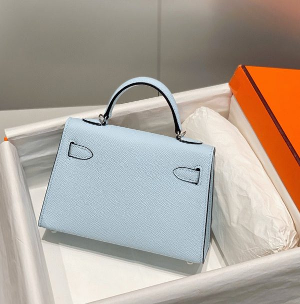 Faux Sac Kelly Mini II Hermès Bleu Brume – Image 3