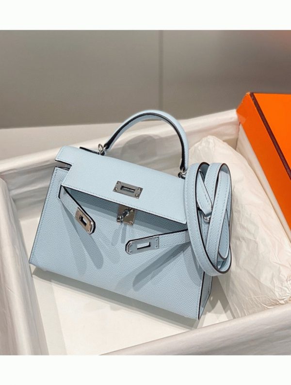 Faux Sac Kelly Mini II Hermès Bleu Brume – Image 4