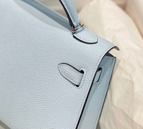 Faux Sac Kelly Mini II Hermès Bleu Brume – Image 5