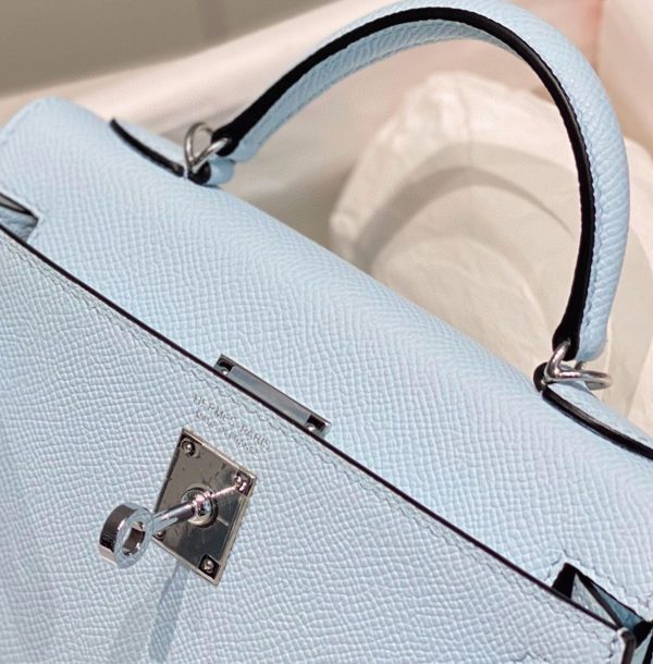 Faux Sac Kelly Mini II Hermès Bleu Brume – Image 6