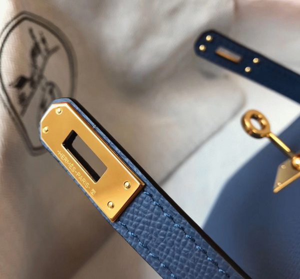 Faux Sac Kelly Mini II Hermès Agate Bleue – Image 6