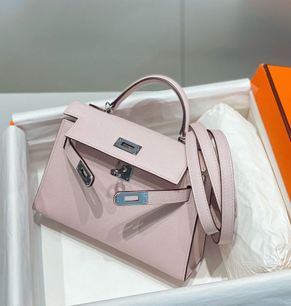 Réplique Sac Kelly Mini II Hermès Mauve Pale – Image 3
